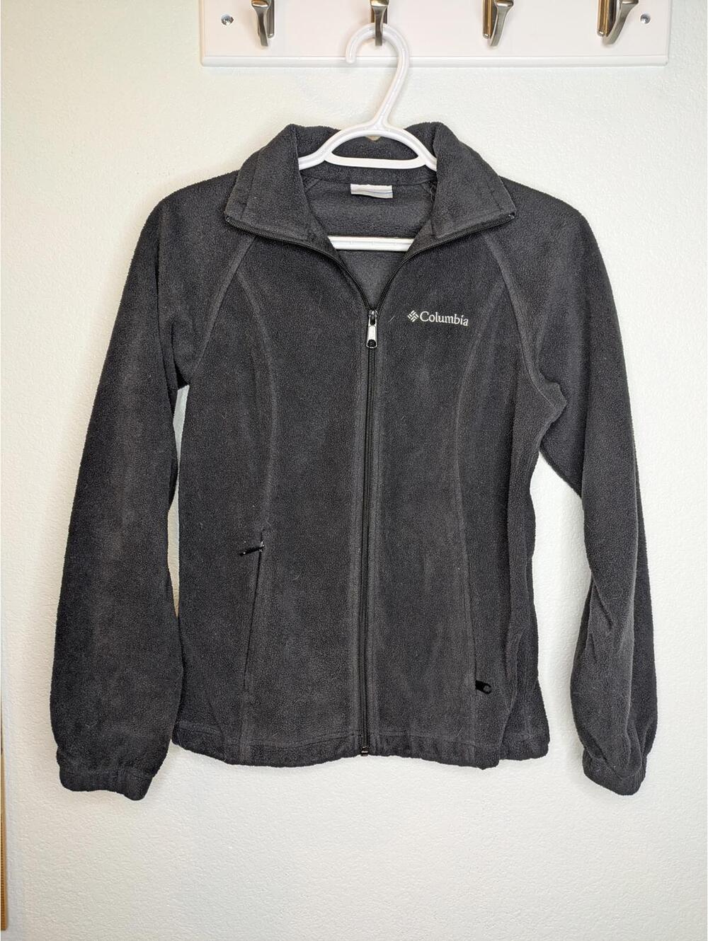Columbia Women's Full Zip Fleece Jacket Size XS Black Mock Neck